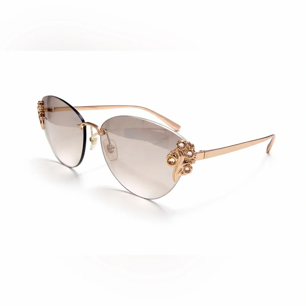 Versace VE2196B Rose Gold Cat Eye Sunglasses with Brown Gradient Lenses